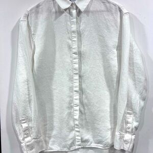 Athleta White Linen Button Down